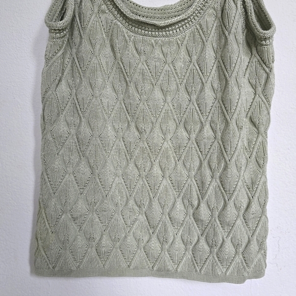 White House Black Market Diamond Stitch Sweater Tank Sage Green Medium - Picture 8 of 13